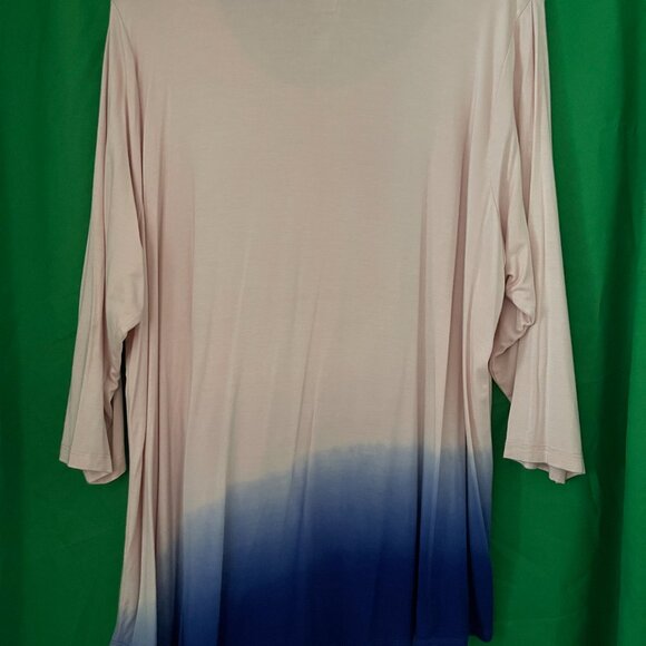 Karen Kane Ladies Fall Cream & Blue Ikat top shirt  Size 2x drape blouse - Picture 3 of 4